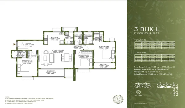 Featured Image of Godrej Lakeside Orchard 3 BHK Apartment Floor Plan