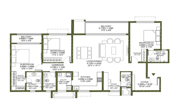 Featured Image of Godrej Lakeside Orchard 3.5 BHK Apartment Floor Plan