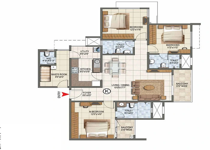 GODREJ 101 3 BHK Floor Plan